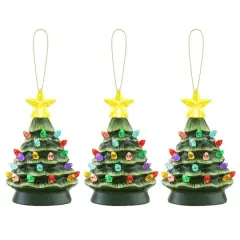 5" LED Green Nostalgic Trees Figurine Set