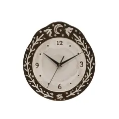 Hello Honey&reg; Brown & White Night Sky Embossed Stoneware Clock