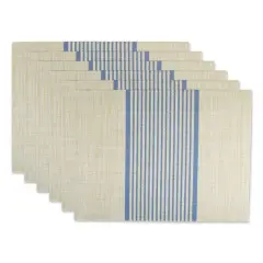 DII&reg; French Blue Middle Stripe PVC Woven Placemat, 6ct.
