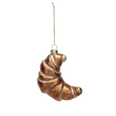 Hello Honey&reg; 4.5" Copper Croissant Glitter Glass Ornament