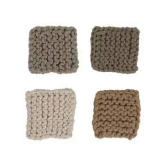Hello Honey&reg; Square Cotton Crocheted Coaster Set