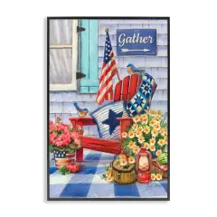Stupell Industries Patriotic Porch View Framed Giclee Art Black