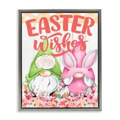 Stupell Industries Easter Wishes Gnomes Floater Framed Art Gray
