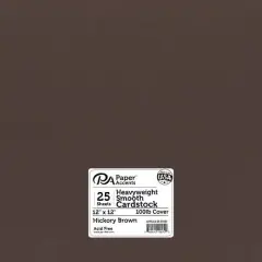 PA Paper&trade; Accents Smooth 12"x 12" Heavyweight Cardstock, 25 Sheets Hickory Brown