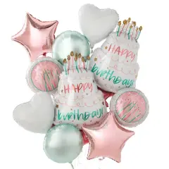 Happy Birthday Cake Foil Balloon Bundle