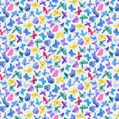Fabric Editions White Butterflies Cotton Fabric