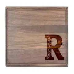 Floral Monogram Walnut Cutting Board R