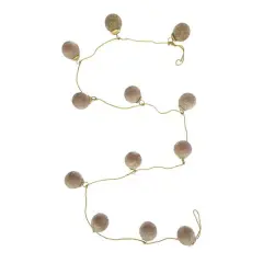 Hello Honey&reg; 6ft. Light Matte Pink Glass Ball Ornament Garland with Embedded Natural Hay & Gold Cord