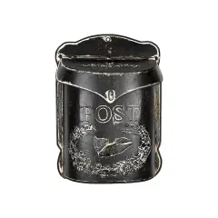 Hello Honey&reg; 15.5" Black Embossed Tin Post Letter Box