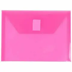 JAM Paper 5.5" x 7.5" Plastic Booklet Envelopes with Hook & Loop Closure, 24ct. Fuchsia