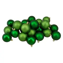 24ct. 2.5"Xmas Green 4-Finish Shatterproof Christmas Ball Ornaments
