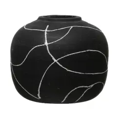6.5" Black & White Terra Cotta Vase