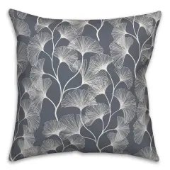 18" Gingko Leaves Indoor/Outdoor Pillow Slate