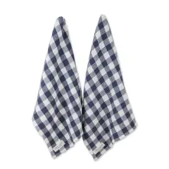 DII&reg; Checker Washed Waffle Dish Towels, 2ct. Denim