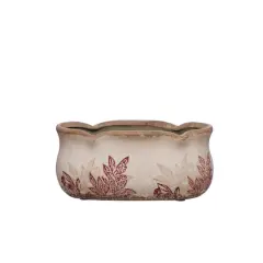 7.25" Burgundy & Cream Floral Cracked Ceramic Planter by Ashland&reg;