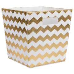 DII&reg; 13" Trapezoid Polyester Chevron Storage Bin Gold
