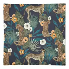 Tropical Cheetah Cotton Twill Dinner Napkin Navy