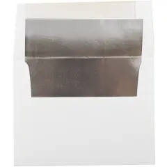 JAM Paper 4.375" x 5.75" Foil Invitation Envelopes, 50ct. Silver/White