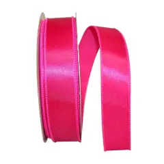 JAM Paper 1.5" x 50yd. Satin Value Wired Ribbon Fuchsia