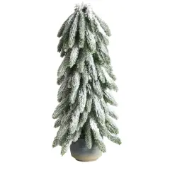 21" Unlit Flocked Artificial Christmas Tree in Decorative Planter