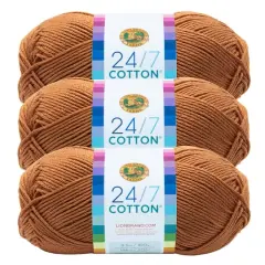 3 Pack Lion Brand&reg; 24/7 Cotton&reg; Yarn Camel