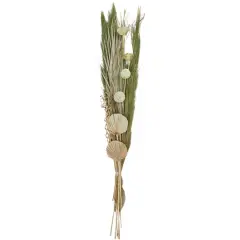 60" Green Dried Plant Assorted Bouquet Pampas Grass Natural Foliage with Palm Leaf Accents