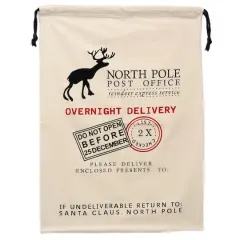 Personality Case&trade; North Pole Post Office Drawstring Cotton Christmas Bag