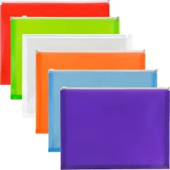 JAM Paper 9.75" x 13" Assorted Zip Closure Plastic Envelopes, 6ct.