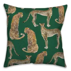 Cheetahs Indoor/Outdoor Throw Pillow Green