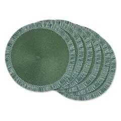 DII&reg; Round Fringed Placemats, 6ct. Dark Green