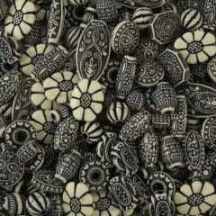 S&S&reg; Worldwide Black & Ivory Old World Plastic Beads