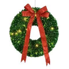28" Pre-Lit Glittered Leaves Artificial Christmas Wreath