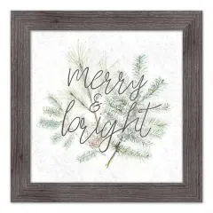 16" Merry & Bright Western Gray Framed Print