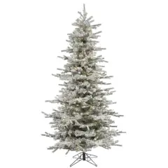 6.5ft. Pre-Lit Slim Flocked Sierra Fir Artificial Christmas Tree, Pure White Dura-Lit&reg; LED Lights