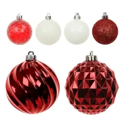 44 Pack 1.8" & 4.7" Red & White Mixed Finish Shatterproof Ball Ornaments by Ashland&reg;