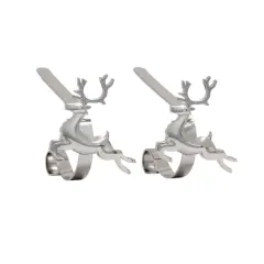 Original MantleClip&reg; Silver Reindeer Icons Stocking Holders, 2ct.