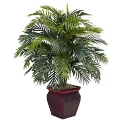 3.16ft. Areca Plant with Decorative Red Planter