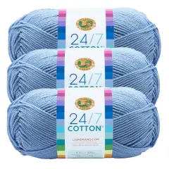 3 Pack Lion Brand&reg; 24/7 Cotton&reg; Yarn Sky