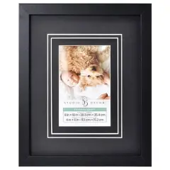 Expressions&trade; 4" x 6" Black Frame with Double Mat by Studio D&eacute;cor&reg;