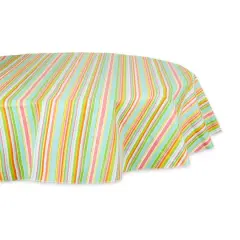 Spring Stripe Vinyl Tablecloth 70" Round