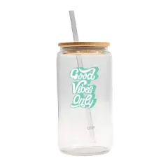 16oz. Good Vibes Only Script Glass Can Cup
