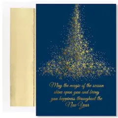JAM Paper Magic of the Season Sparkling Tree Christmas Cards & Envelopes Set