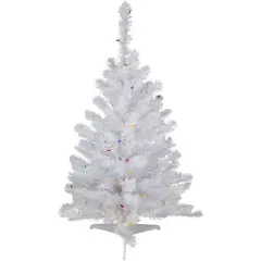 3ft. Pre-Lit Snow White Artificial Christmas Tree, Multicolor Lights