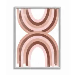Stupell Industries Pink Brown Rainbow Retro Color Curves Gray Framed Wall Art