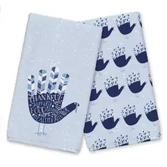 Blue Hand Turkey Tea Towel Set