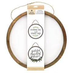 Hampton Art&trade; White Rustic 16" Framed Round Wood Sign