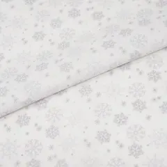 SINGER Christmas White Snowflakes Cotton Fabric