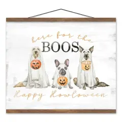 Happy Howloween Ghost Pups 16" x 20" Teak Hanging Canvas