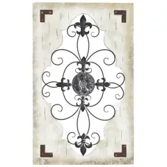 Cream & Brown French Wood & Metal Wall D&eacute;cor