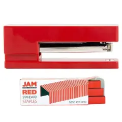 JAM Paper Desk Stapler & Staples Set Red/Red